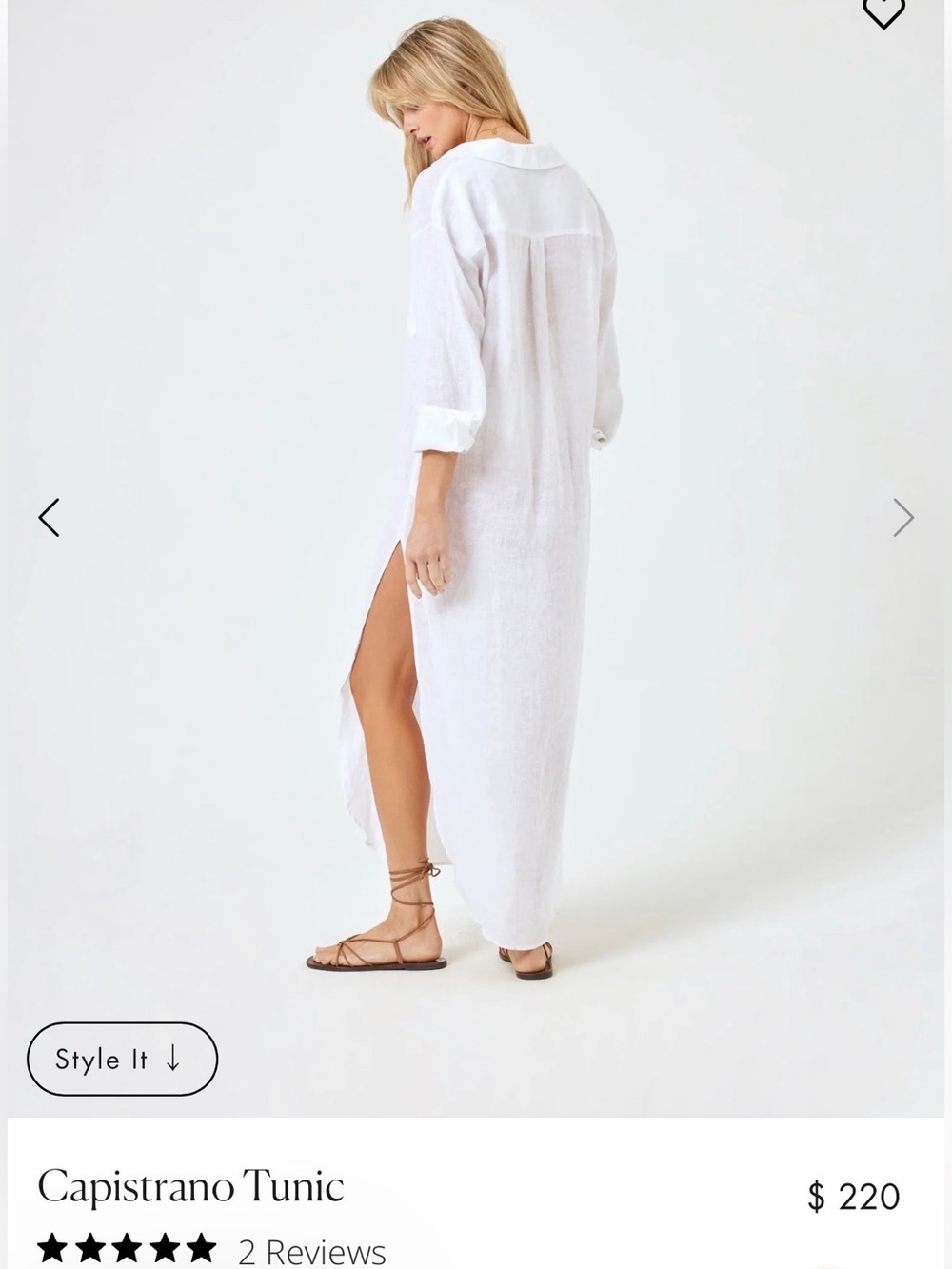 L*Space White Linen V-Neck Capistrano Tunic Cover-Up M/L - Picture 2 of 6
